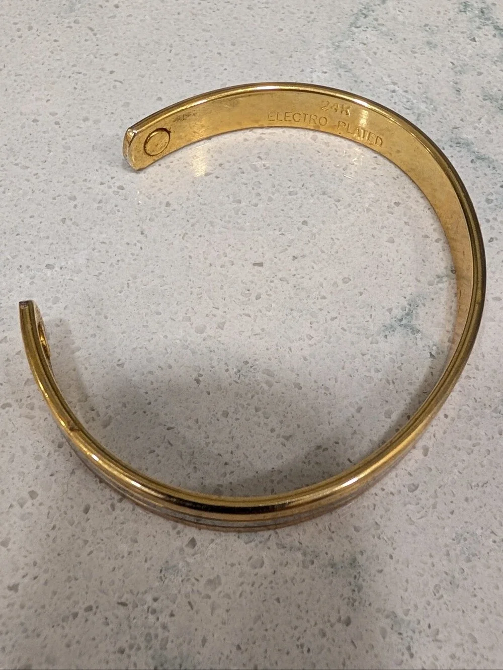 Vintage Tri-Tone 24K Electro Plated Magnetic Cuff Bracelet